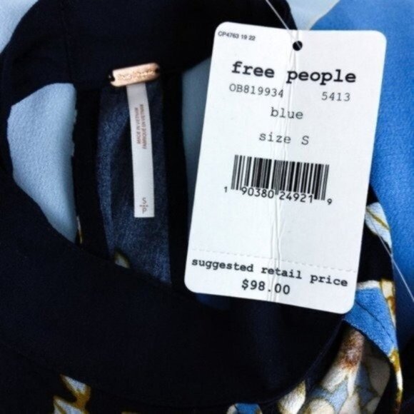 Free People Beat of My Heart Keyhole Tunic Blue Size Small - Picture 4 of 5